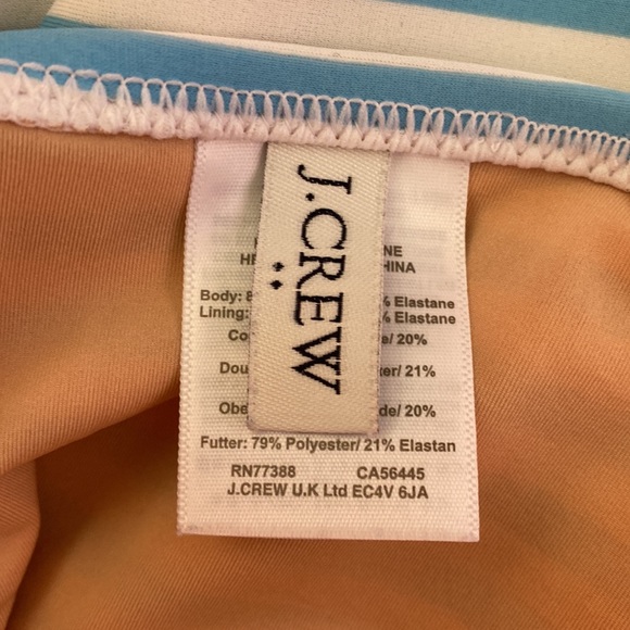 J. Crew One Piece Swimsuit Blue Stripe Plunge V-Neck Size Large - Picture 8 of 9